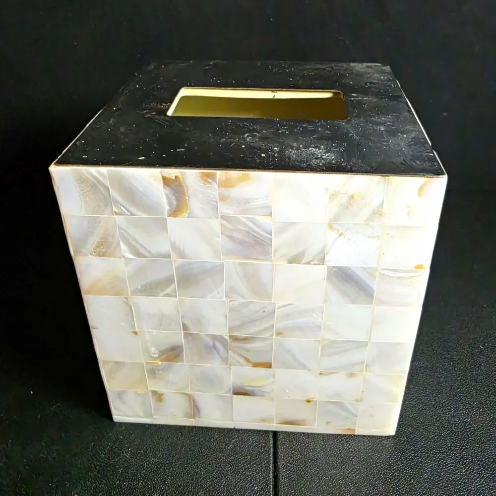 Fieldcrest Luxury Mother of Pearl Mosaic Tissue Box Cover 2005 Target Vintage
